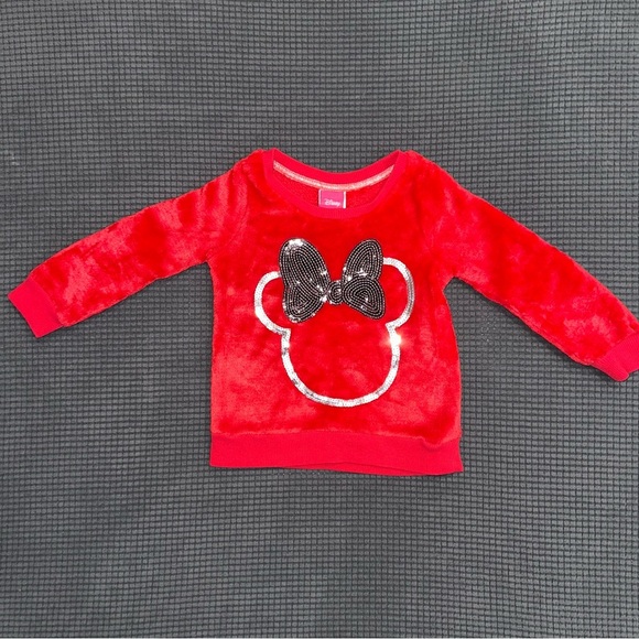 Disney Other - Disney Red Kids Sweatshirt with Sequin Bow